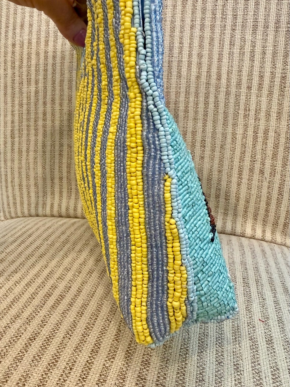 Made in India Amalfi beaded Blue and Aqua clutch - Picture 6 of 7